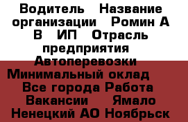 Водитель › Название организации ­ Ромин А.В., ИП › Отрасль предприятия ­ Автоперевозки › Минимальный оклад ­ 1 - Все города Работа » Вакансии   . Ямало-Ненецкий АО,Ноябрьск г.